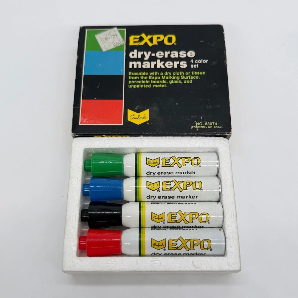 Vintage Sanford Expo Dry Erase Markers 4 Color Set 83074 Metal Barrel SMELLY
